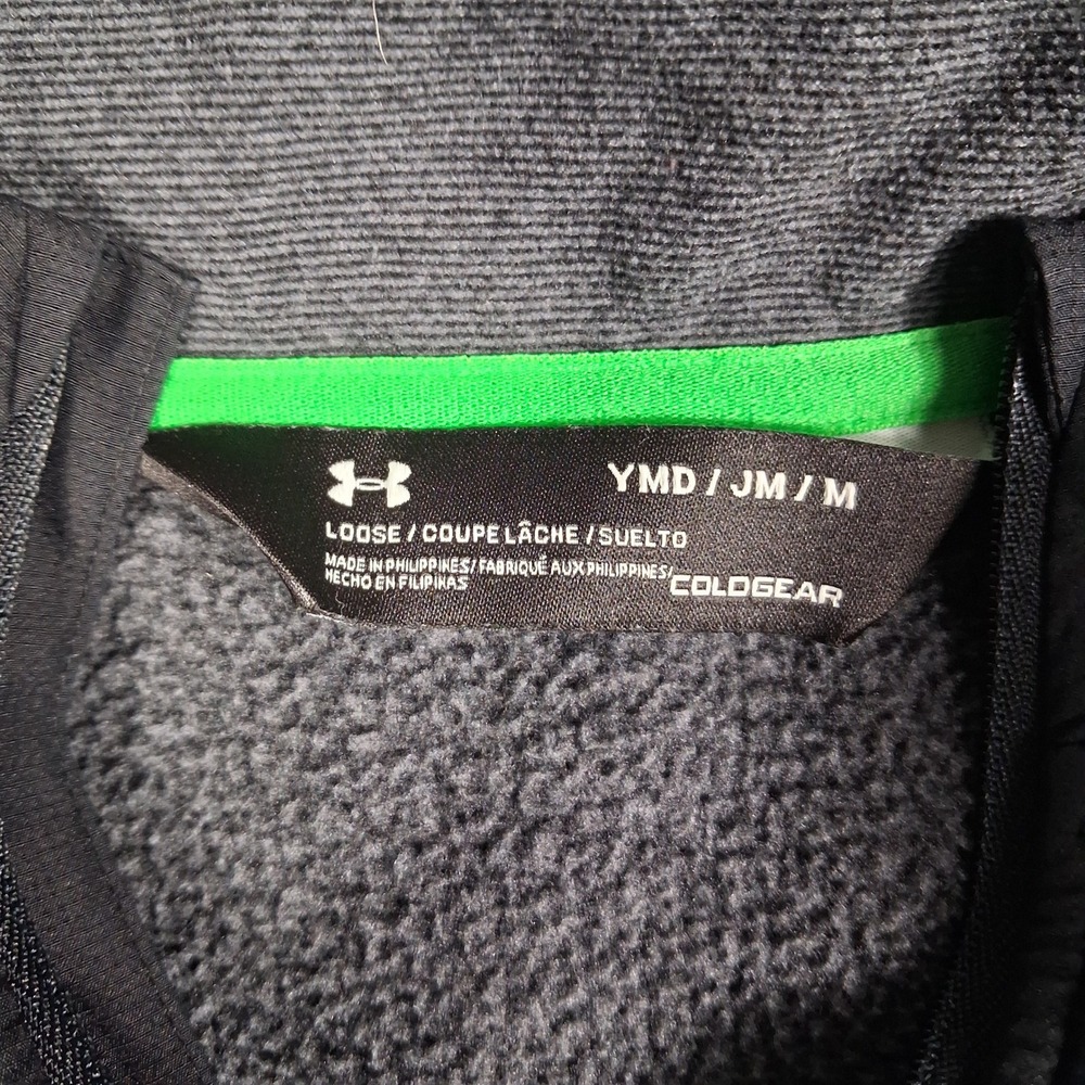 Under Armour 1/4 Zip Pullover Boys Medium Gray Black ColdGear Fleece 1299359 - Picture 5 of 9